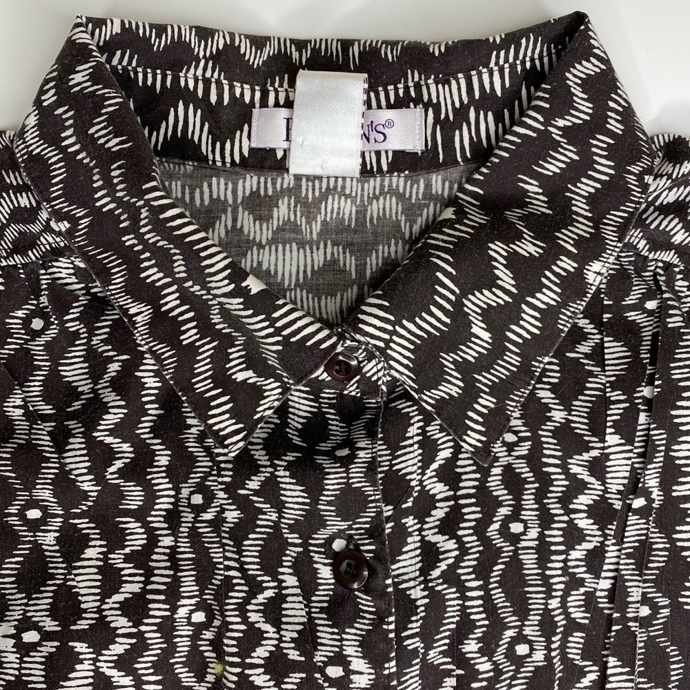 Vintage Long Sleeve Abstract Button Up Shirt Plus Sz 1X